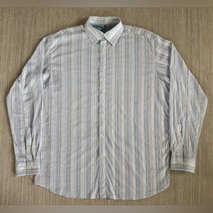 Georg Roth white blue striped long sleeve button down casual shirt men’s XL